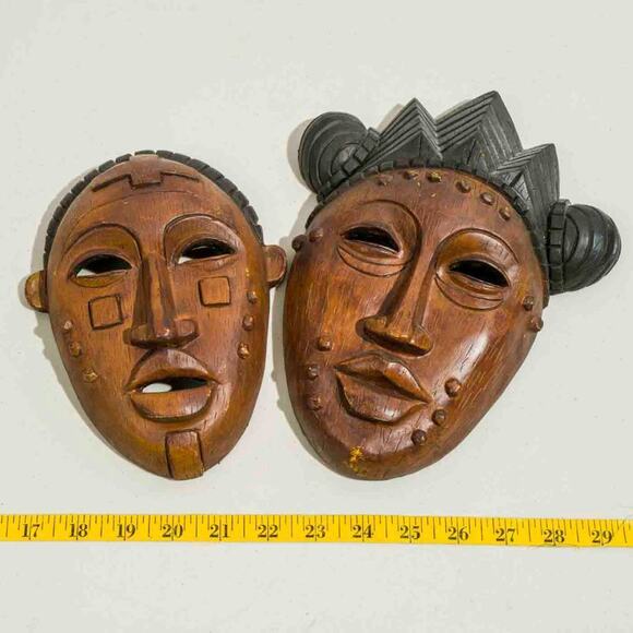 African Tribal Mask Display Home Decor Pair
